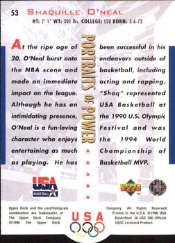 1996 Upper Deck USA #53 Shaquille O'Neal Back