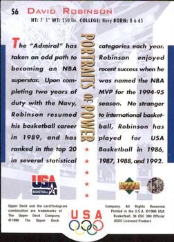 1996 Upper Deck USA #56 David Robinson Back