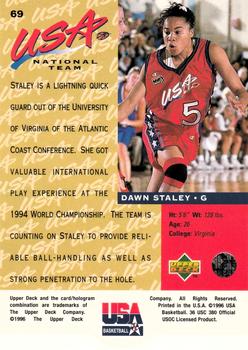 1996 Upper Deck USA #69 Dawn Staley Back