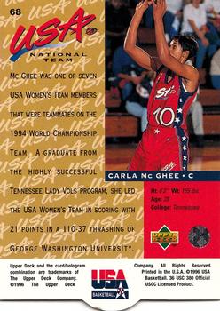 1996 Upper Deck USA #68 Carla McGhee Back