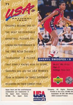 1996 Upper Deck USA #71 Sheryl Swoopes Back
