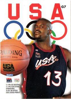 1996 SkyBox USA - Gold Sparkle #G7 Shaquille O'Neal Back