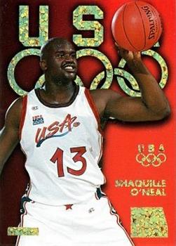 1996 SkyBox USA - Gold Sparkle #G7 Shaquille O'Neal Front