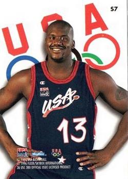1996 SkyBox USA - Silver Sparkle #S7 Shaquille O'Neal Back