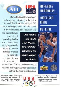 1996 Upper Deck USA - Anfernee Hardaway: American Made #A2 Anfernee Hardaway Back