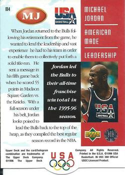 1996 Upper Deck USA - Michael Jordan: American Made #M4 Michael Jordan Back