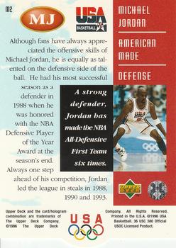 1996 Upper Deck USA - Michael Jordan: American Made #M2 Michael Jordan Back