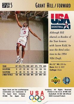 1996 Upper Deck USA - SP Career Statistics #S2 Grant Hill Back