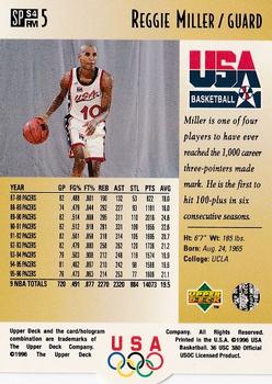1996 Upper Deck USA - SP Career Statistics #S4 Reggie Miller Back