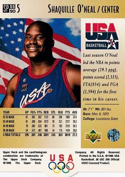 1996 Upper Deck USA - SP Career Statistics #S5 Shaquille O'Neal Back
