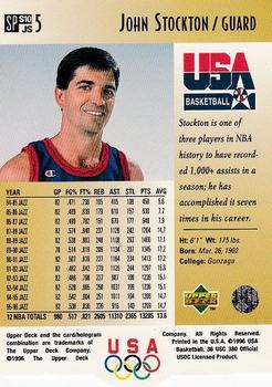 1996 Upper Deck USA - SP Career Statistics #S10 John Stockton Back