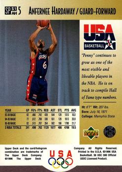1996 Upper Deck USA - SP Career Statistics Gold #S1 Anfernee Hardaway Back