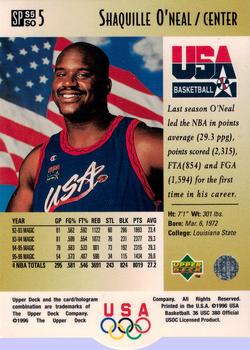 1996 Upper Deck USA - SP Career Statistics Gold #S5 Shaquille O'Neal Back