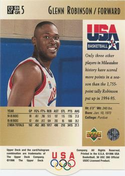 1996 Upper Deck USA - SP Career Statistics Gold #S9 Glenn Robinson Back