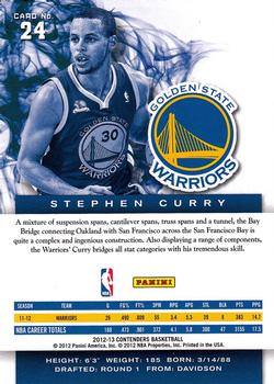 2012-13 Panini Contenders #24 Stephen Curry Back