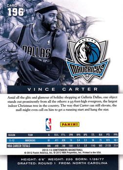 2012-13 Panini Contenders #196 Vince Carter Back