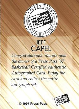 1997 Press Pass - Autographs #NNO Jeff Capel Back