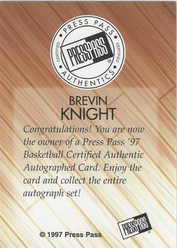 1997 Press Pass - Autographs #NNO Brevin Knight Back