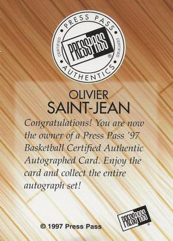 1997 Press Pass - Autographs #NNO Olivier Saint-Jean Back