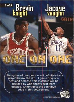 1997 Press Pass - One On One #8 Jacque Vaughn / Brevin Knight Back