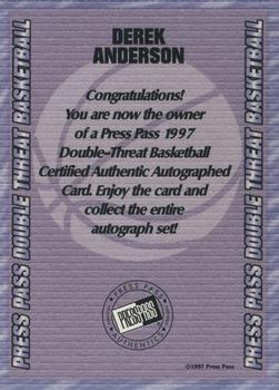 1997 Press Pass Double Threat - Autographs #NNO Derek Anderson Back