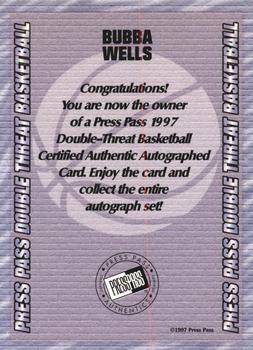 1997 Press Pass Double Threat - Autographs #NNO Bubba Wells Back