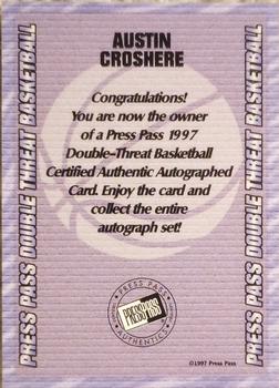 1997 Press Pass Double Threat - Autographs #NNO Austin Croshere Back