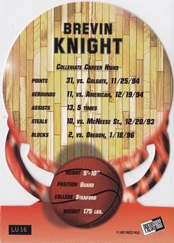 1997 Press Pass Double Threat - Light It Up #LU16 Brevin Knight Back