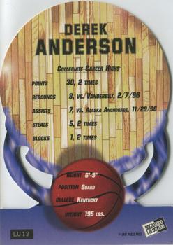 1997 Press Pass Double Threat - Light It Up #LU13 Derek Anderson Back
