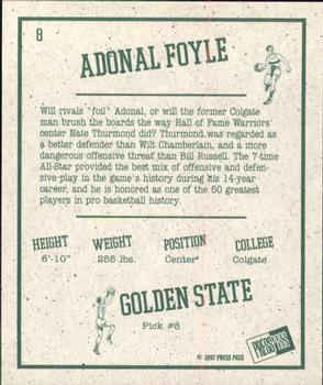 1997 Press Pass Double Threat - Retroactive #8 Adonal Foyle Back