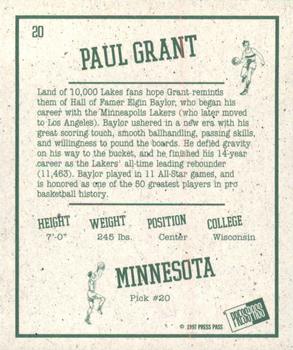 1997 Press Pass Double Threat - Retroactive #20 Paul Grant Back