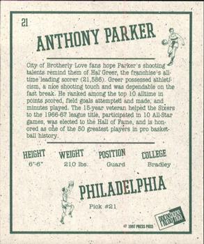1997 Press Pass Double Threat - Retroactive #21 Anthony Parker Back