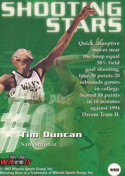 1997 Wheels Rookie Thunder - Shooting Stars #SS8 Tim Duncan Back