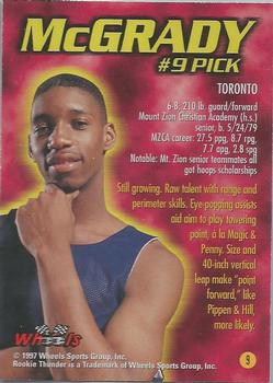 1997 Wheels Rookie Thunder - Storm Front #9 Tracy McGrady Back
