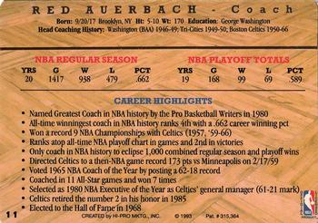 1993 Action Packed Hall of Fame #11 Red Auerbach Back