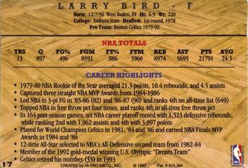 1993 Action Packed Hall of Fame #17 Larry Bird Back