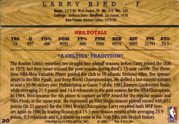 1993 Action Packed Hall of Fame #20 Larry Bird Back