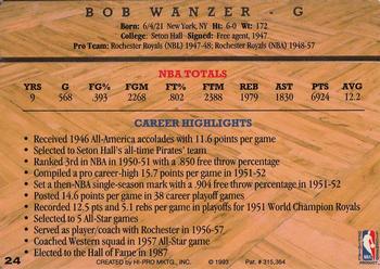 1993 Action Packed Hall of Fame #24 Bob Wanzer Back
