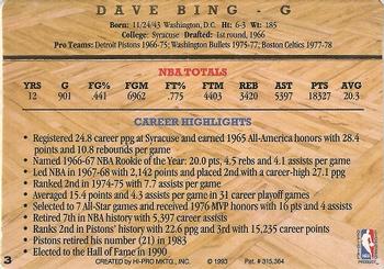 1993 Action Packed Hall of Fame #3 Dave Bing Back