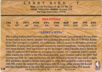 1993 Action Packed Hall of Fame #19 Larry Bird Back