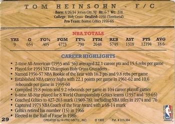 1993 Action Packed Hall of Fame #29 Tom Heinsohn Back