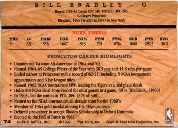 1993 Action Packed Hall of Fame #74 Bill Bradley Back