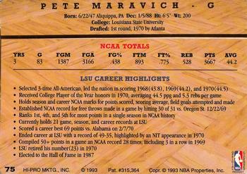 1993 Action Packed Hall of Fame #75 Pete Maravich Back