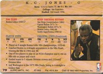 1993 Action Packed Hall of Fame #79 K.C. Jones Back