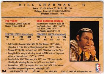 1993 Action Packed Hall of Fame #84 Bill Sharman Back