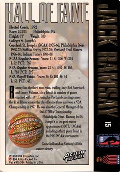 1995 Action Packed Hall of Fame #15 Jack Ramsay Back