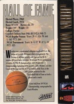1995 Action Packed Hall of Fame #16 John Wooden Back