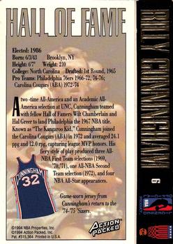 1995 Action Packed Hall of Fame #6 Billy Cunningham Back