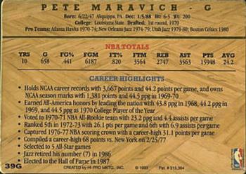 1993 Action Packed Hall of Fame - 24K Gold #39G Pete Maravich Back