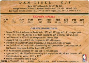 1993 Action Packed Hall of Fame - 24K Gold #43G Dan Issel Back